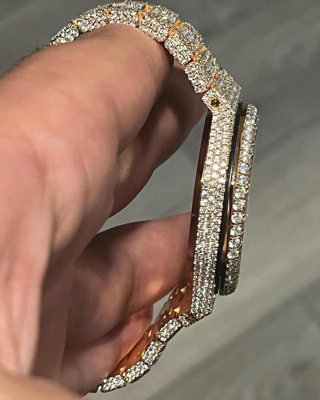 GRA Certified VVS Moissanite AP Watch | 41mm Audemars Piguet in Rose Gold | Swiss Movement Automatic Watch |Fully Bustdown Stainless Steel Watch