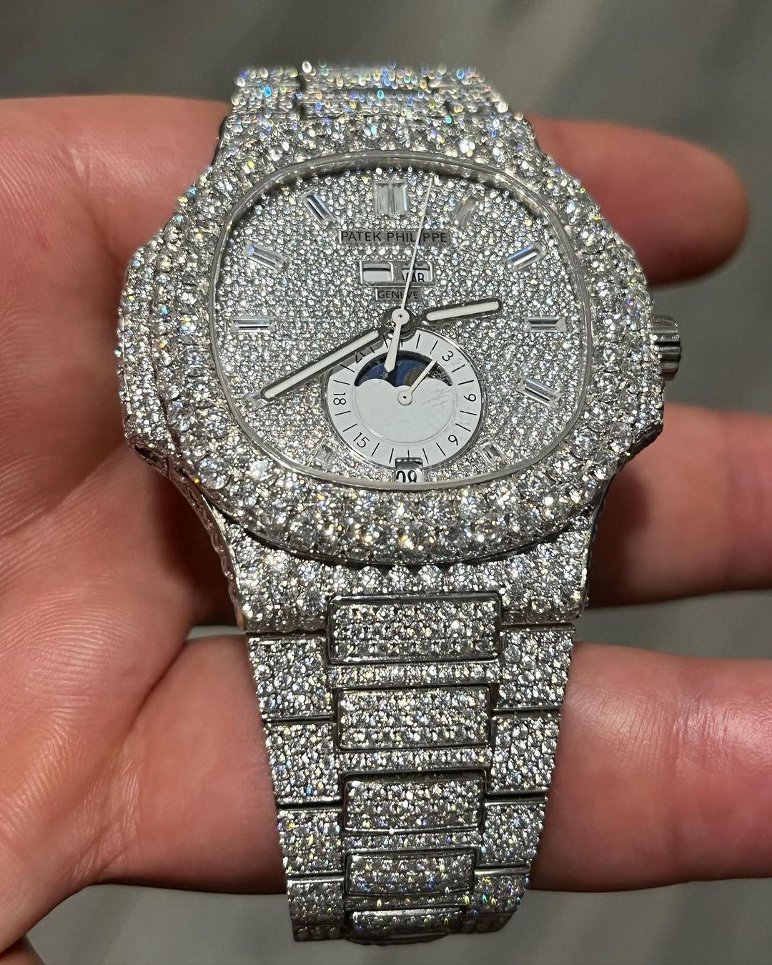 GRA Certified VVS Moissanite Watch Fully Loaded Patek Philippe Swi Carat Sutra Co