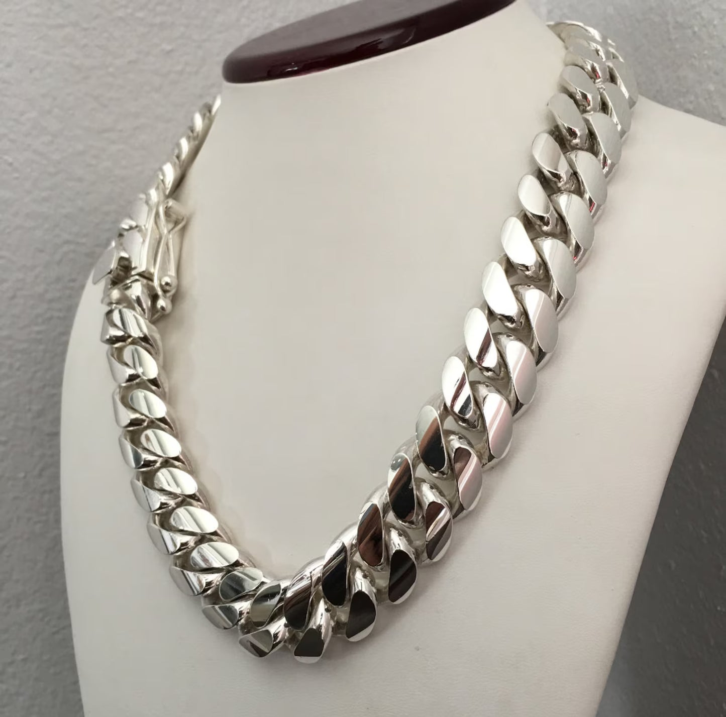 CARAT SUTRA Co | 20mm Wide Solid Miami Cuban Link Chain | 999 Sterling Silver Chain | Men's Jewelry |
