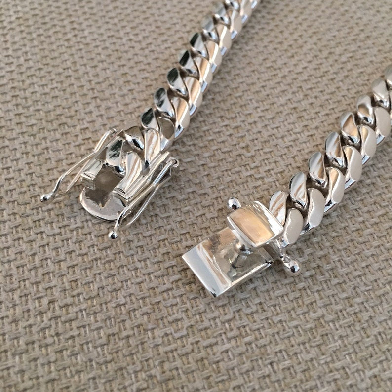 CARAT SUTRA Co | 12mm Wide Solid Hand Made Miami Cuban Link Chain | 999 Sterling Silver Chain | Men's Jewelry |