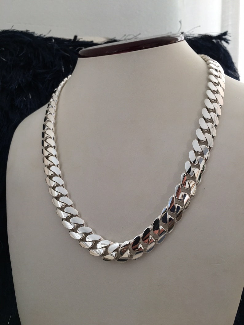 CARAT SUTRA Co | 12mm Wide Solid Hand Made Miami Cuban Link Chain | 999 Sterling Silver Chain | Men's Jewelry |