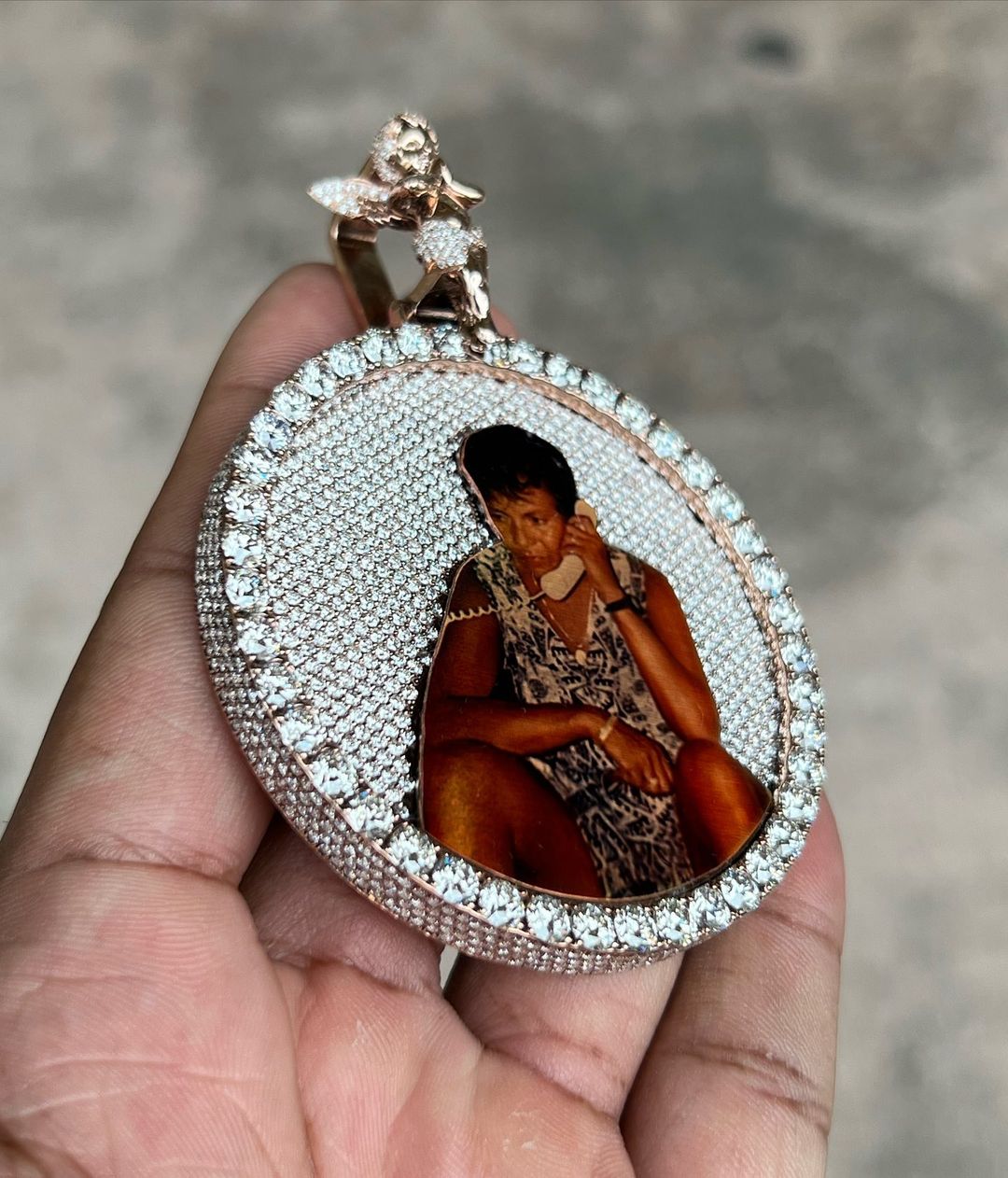 CARAT SUTRA Co |2.5" x 1" Custom Pendant In White & Rose Gold Studded With GRA Certified VVS Moissanite Diamonds with  | 999 Sterling Silver Chain | Men's Jewelry |
