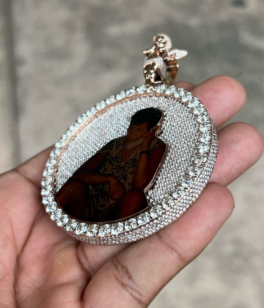 CARAT SUTRA Co |2.5" x 1" Custom Pendant In White & Rose Gold Studded With GRA Certified VVS Moissanite Diamonds with  | 999 Sterling Silver Chain | Men's Jewelry |
