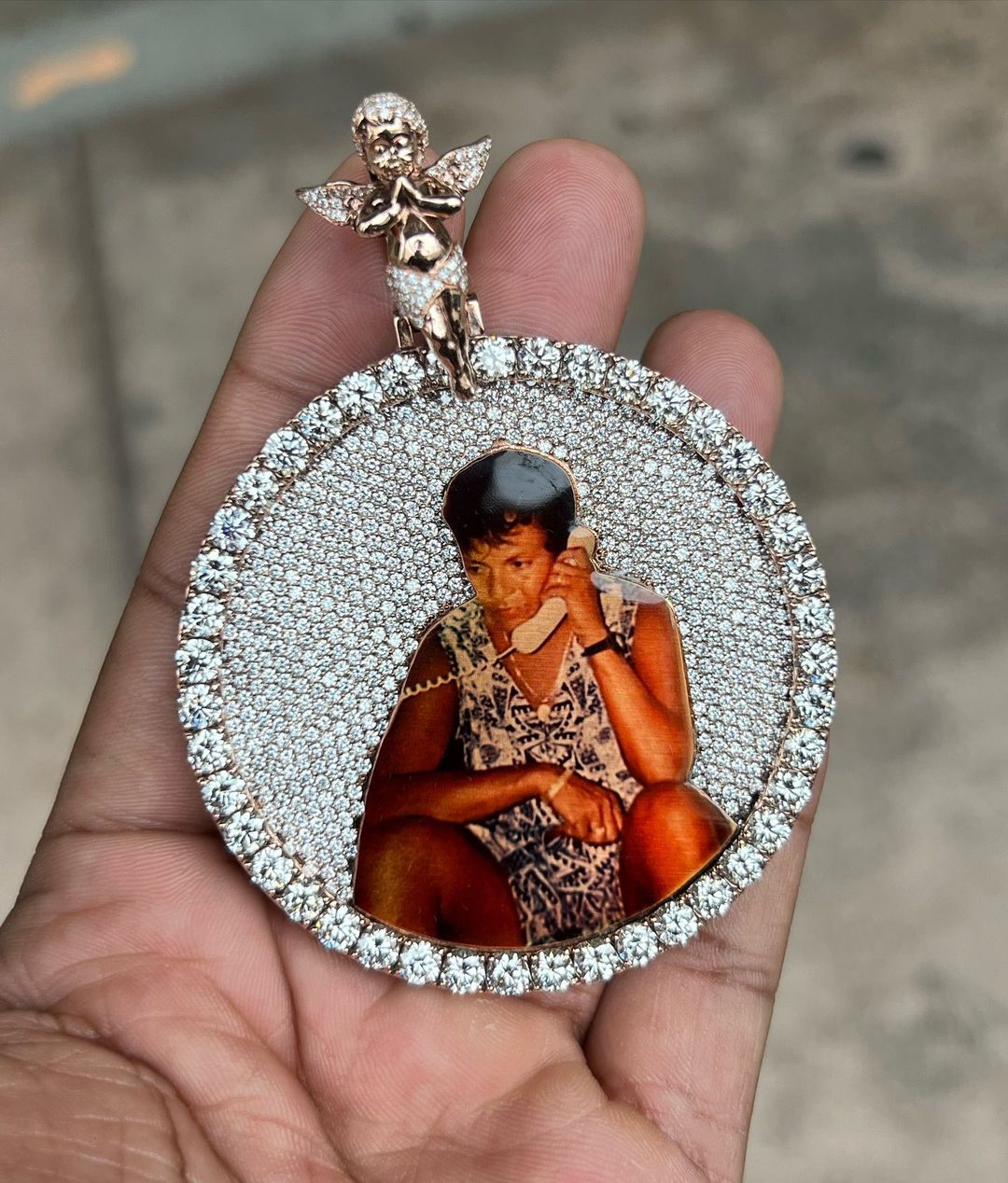 CARAT SUTRA Co |2.5" x 1" Custom Pendant In White & Rose Gold Studded With GRA Certified VVS Moissanite Diamonds with  | 999 Sterling Silver Chain | Men's Jewelry |