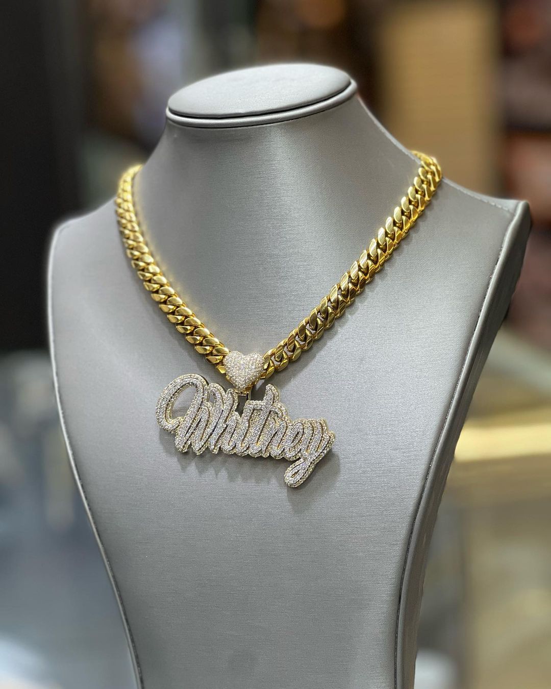 CARAT SUTRA Co |  10mm Solid Miami Cuban Link Chain Necklace With Custom Pendant, Studded With GRA Certified VVS Moissanite Diamonds with  | 999 Sterling Silver Chain with Yellow Gold | Men's Jewelry |