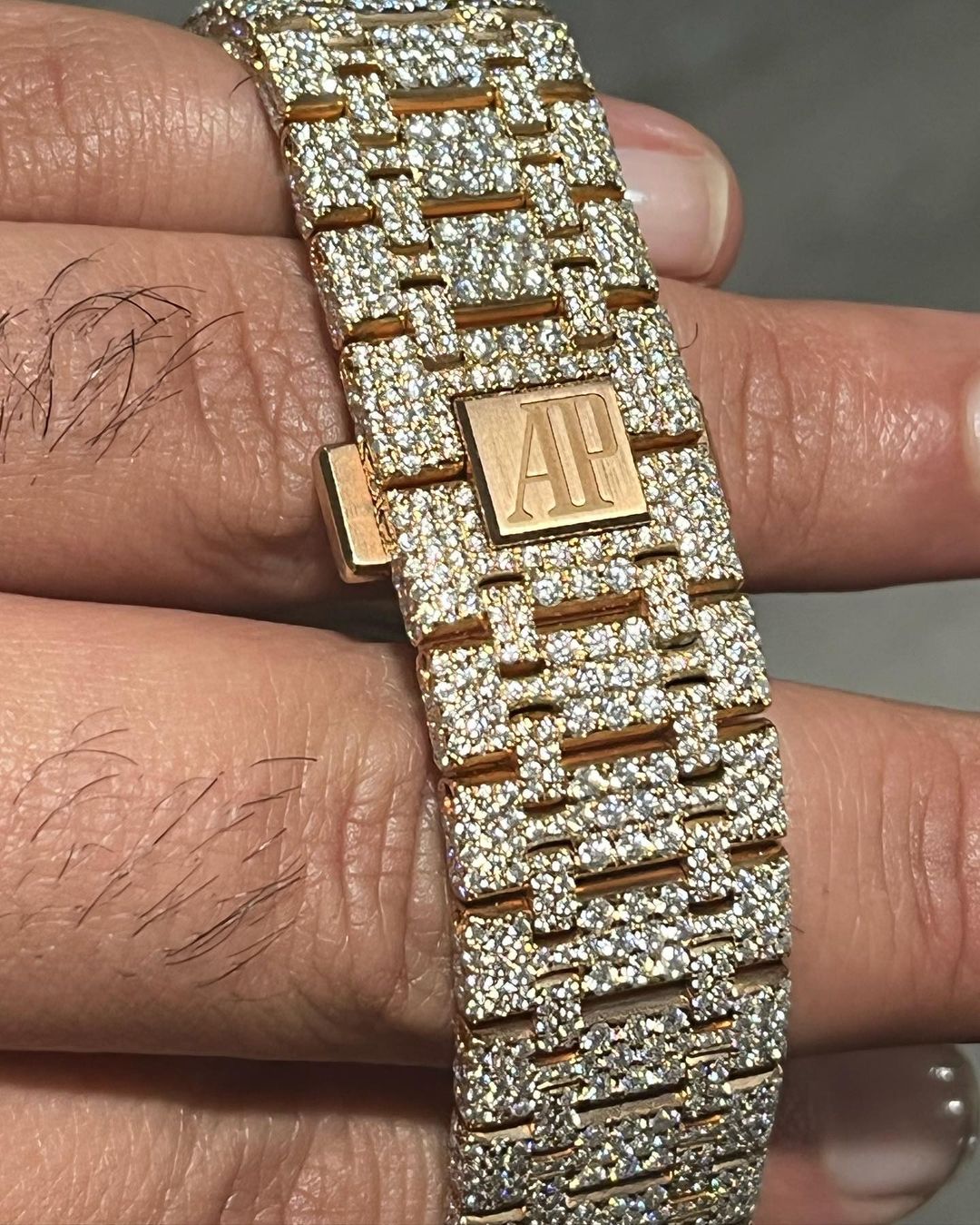 GRA Certified VVS Moissanite AP Watch | 41mm Audemars Piguet in Rose Gold | Swiss Movement Automatic Watch |Fully Bustdown Stainless Steel Watch