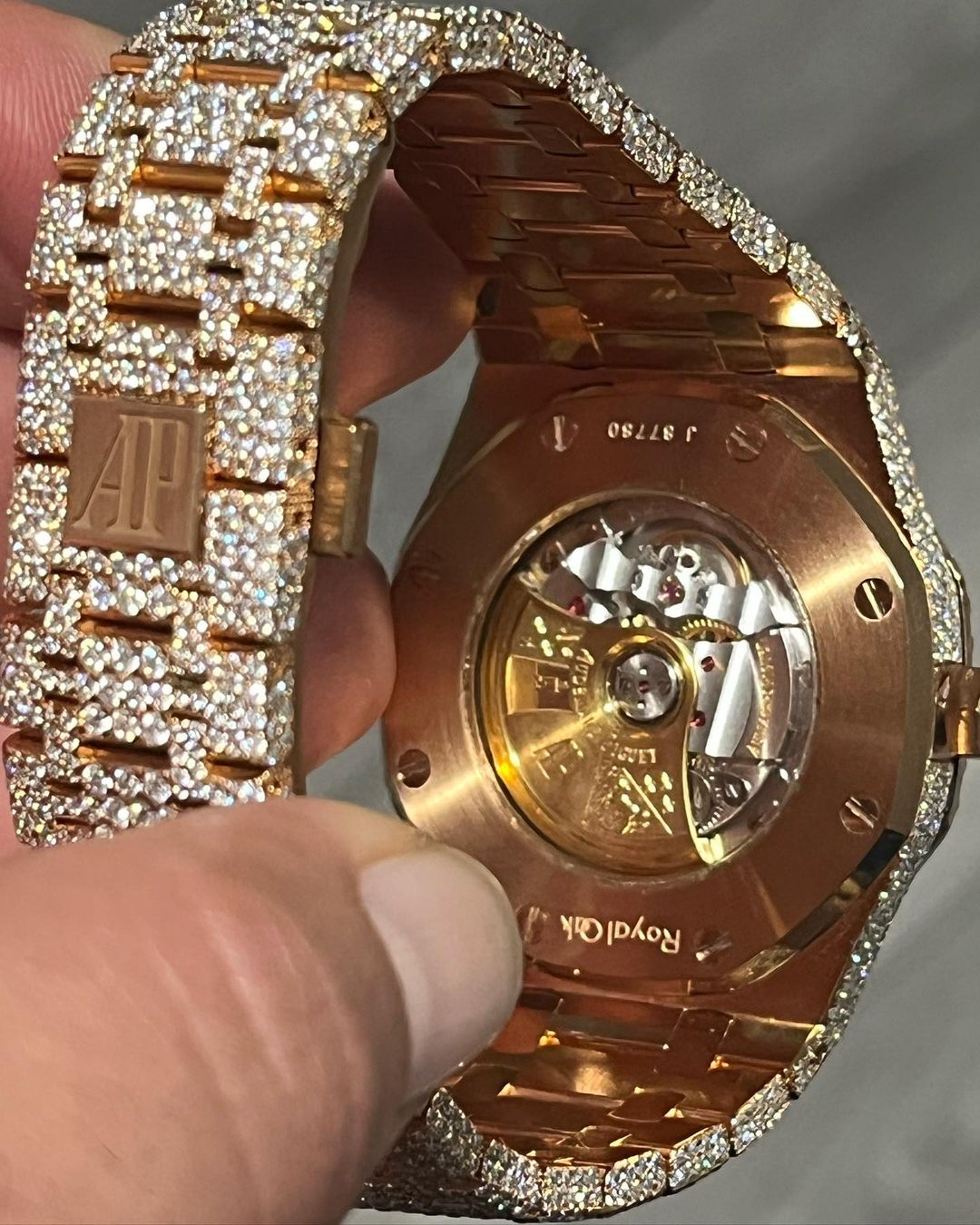 GRA Certified VVS Moissanite AP Watch | 41mm Audemars Piguet in Rose Gold | Swiss Movement Automatic Watch |Fully Bustdown Stainless Steel Watch