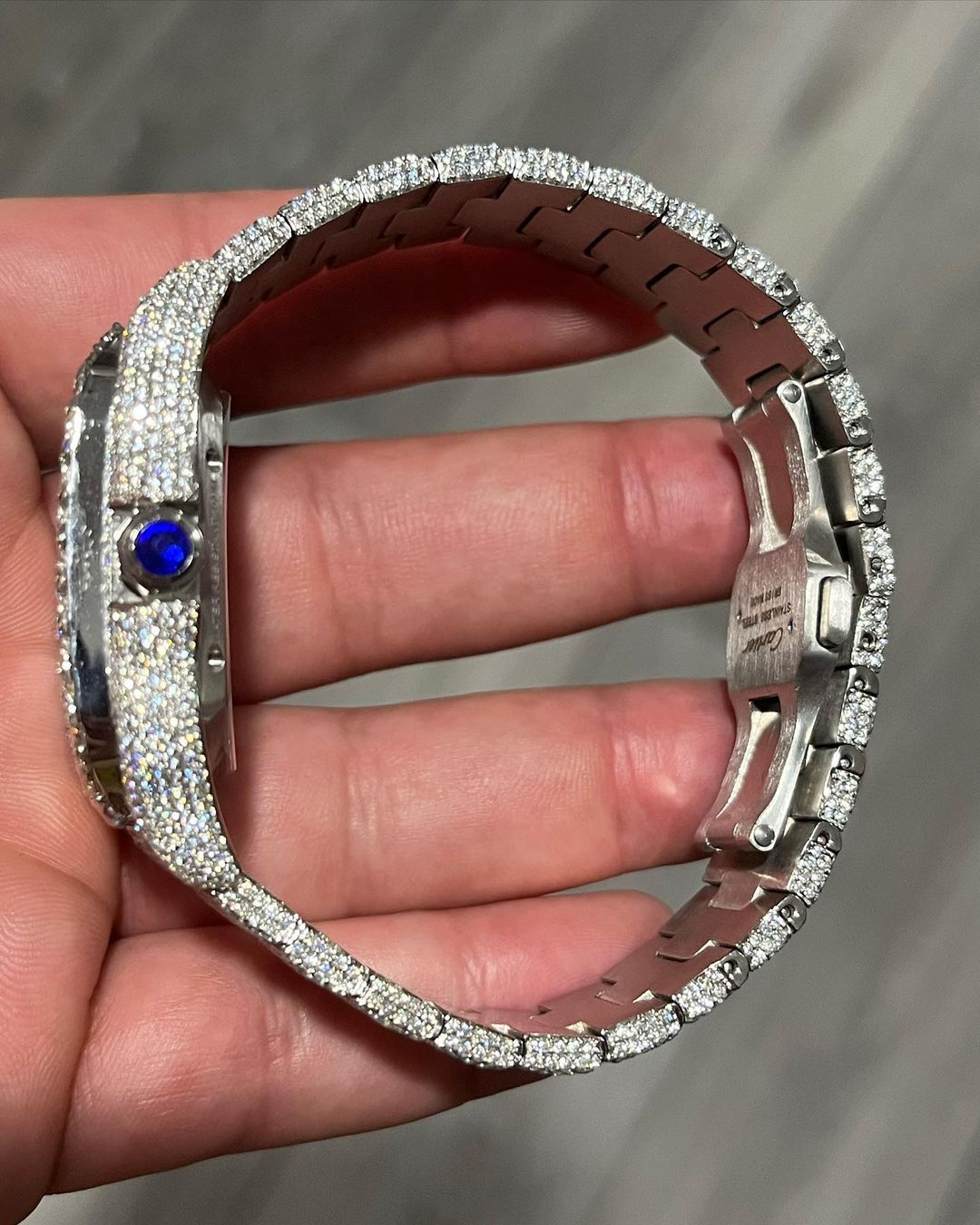 GRA Certified VVS Moissanite Watch | 41mm Cartier Skeleton | Swiss Movement Automatic Watch |Fully Bustdown Stainless Steel Watch